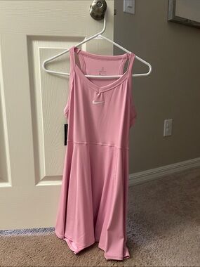 NWT Nike Pink Sleeveless Performance Tennis Dress with White Swoosh